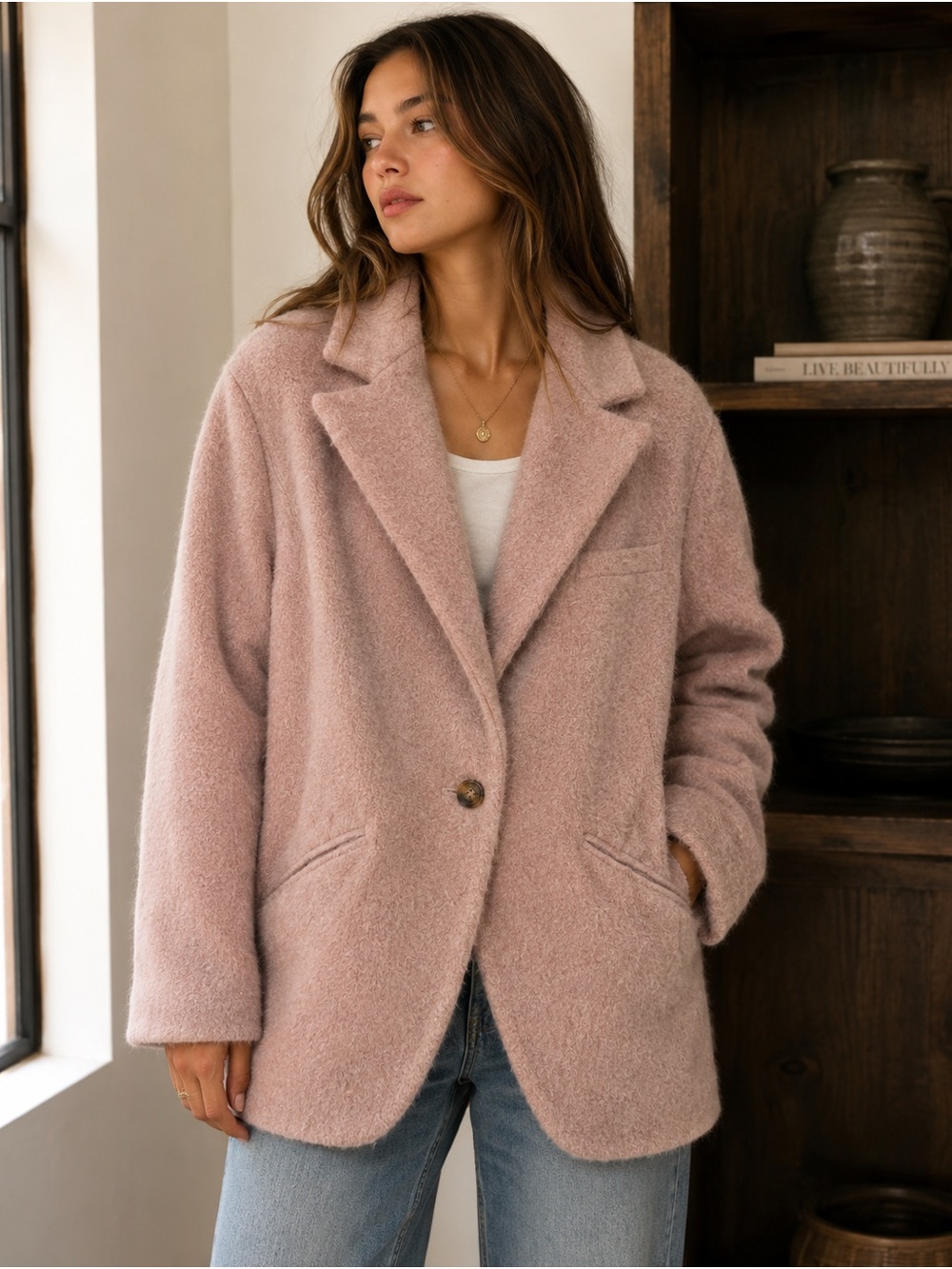 Ralph Lauren Wool Dusty Pink/Purple/Mauve Teddy Blazer